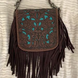 Fringe leather purse